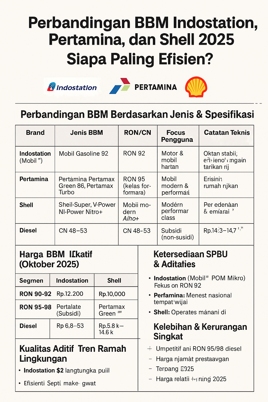 Perbandingan BBM Indostation, Pertamina, dan Shell 2025