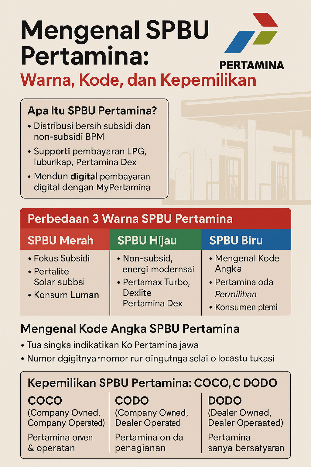 SPBU Pertamina 3 warna dan kodenya